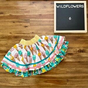 Wildflowers Girls Daydream Believer Ice Cream Shoppe Skirt 6 Green Pink Floral